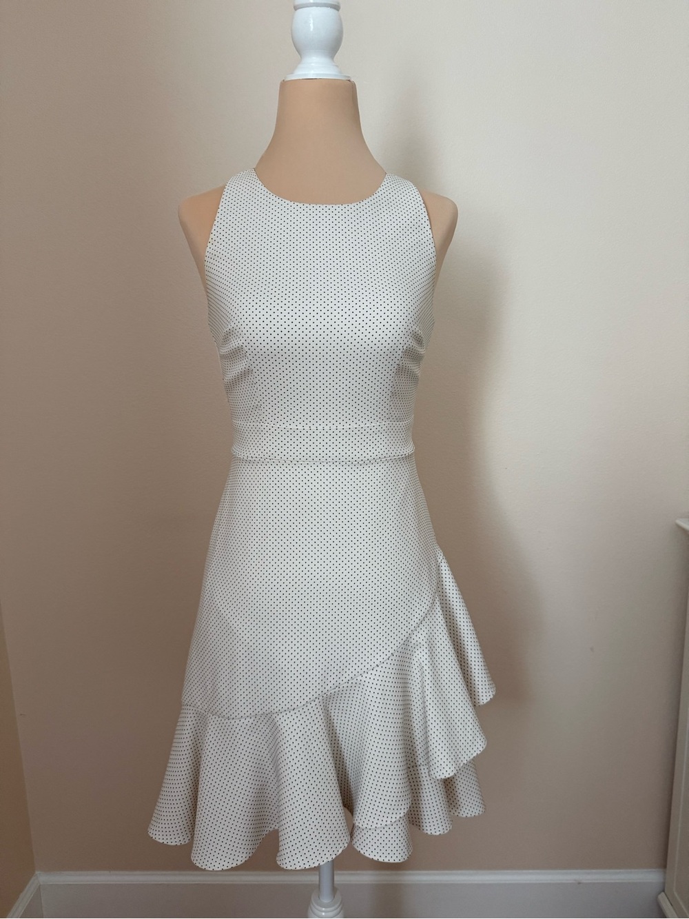 Banana Republic White Polka Dot Ruffle Hem Dress 00P